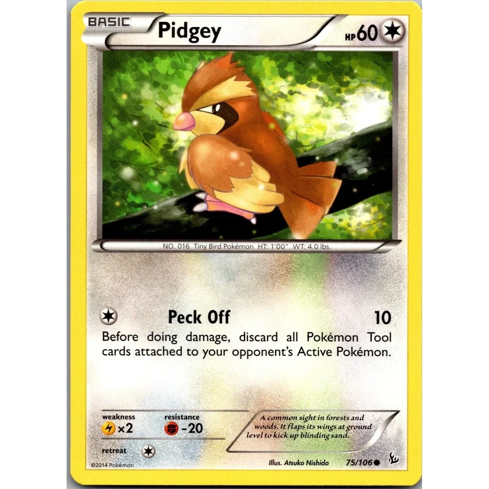 Pokemon Pidgey 75/106 XY Flashfire Common Colorless Card 2014 LP‎